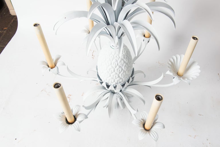 White Painted Metal Pineapple Chandelier For Sale 1