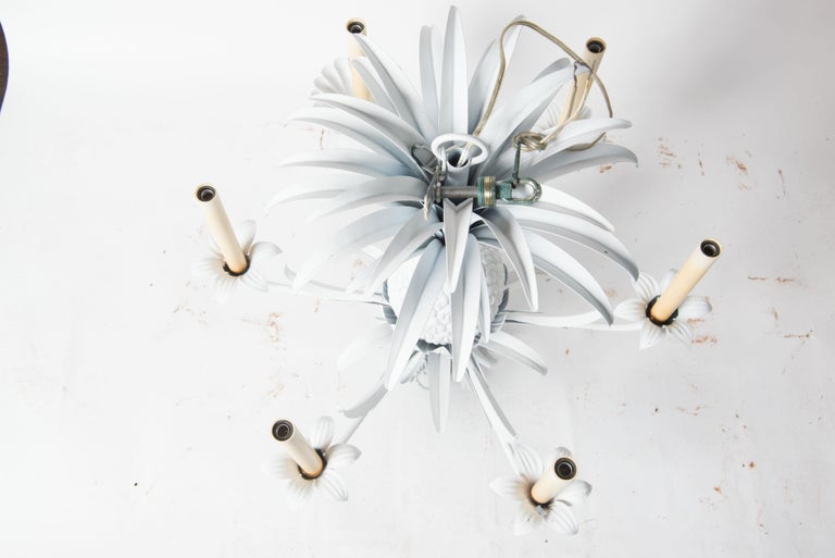 White Painted Metal Pineapple Chandelier For Sale 2