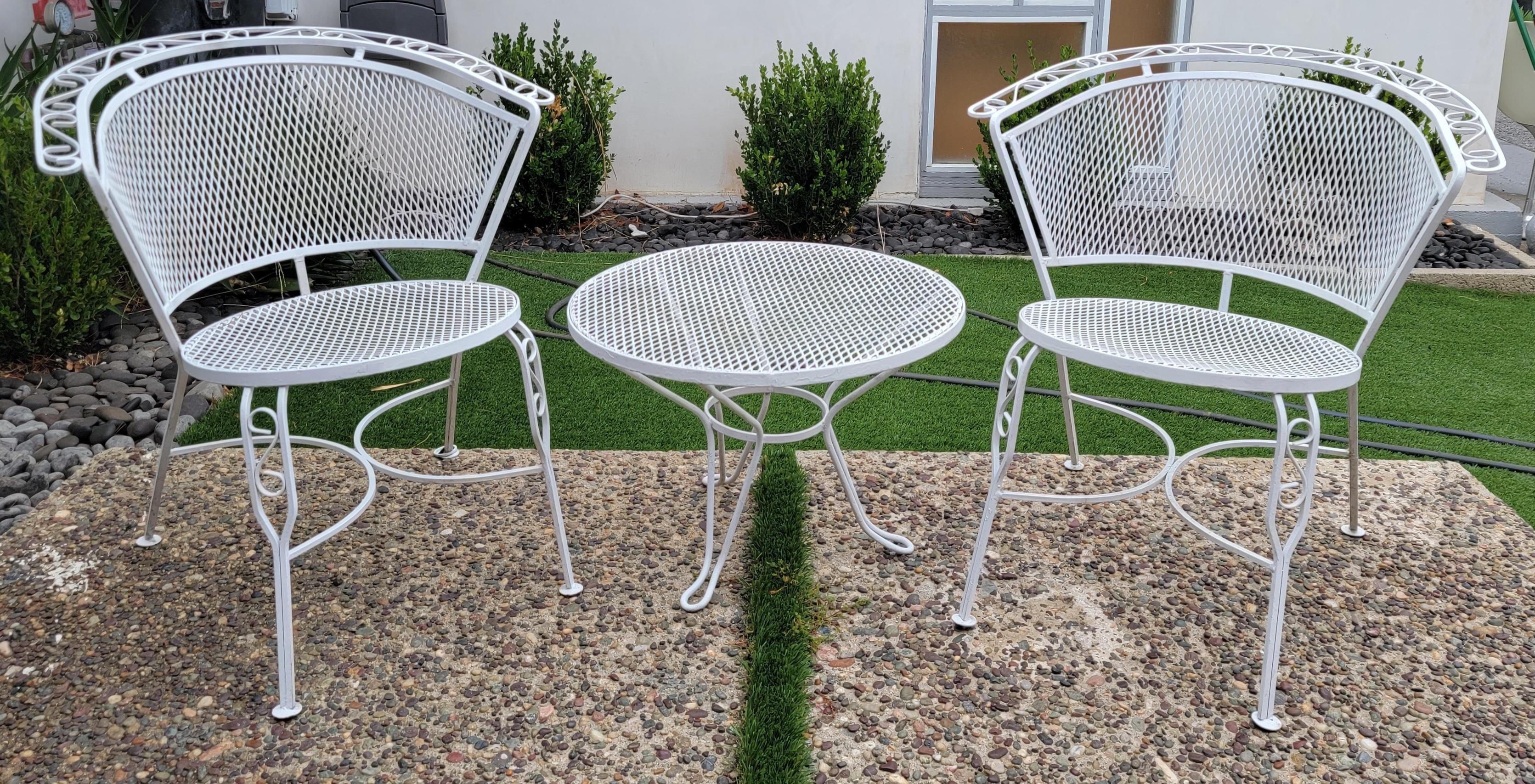 White Painted Metal Table & 2 Chairs For Sale 3