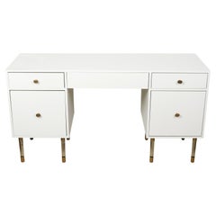 White Painted Modern Desk With Lucite Legs