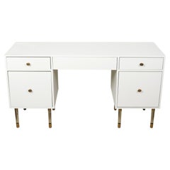 White Painted Modern Desk With Lucite Legs
