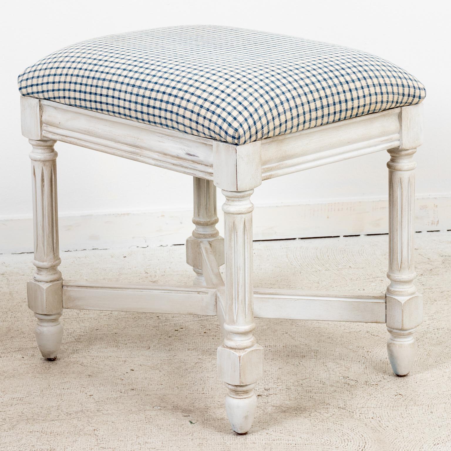 Gustavian White Painted Neoclassical Style Bench