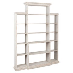 Antique White Painted Open Shelf Bookcase Display Cabinet, Sweden circa 1920