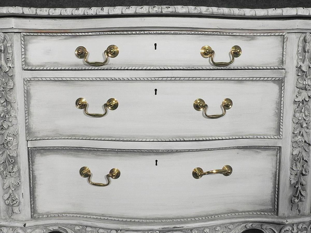 White Painted Pair of French Louis XV Style Sideboards Buffets Servers C1960 3