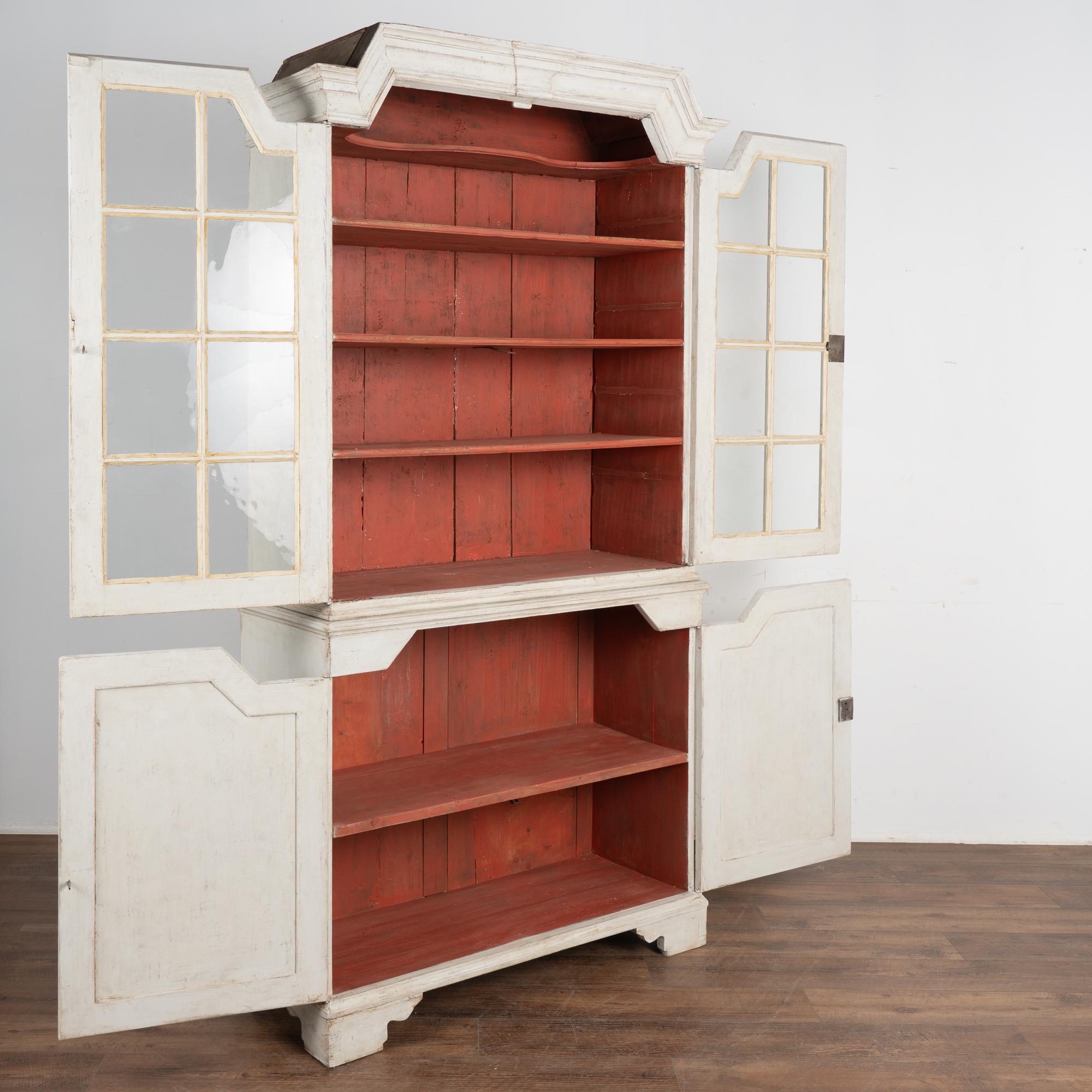 Country White Painted Pine Cabinet Cupboard, Sweden 1820-40 For Sale