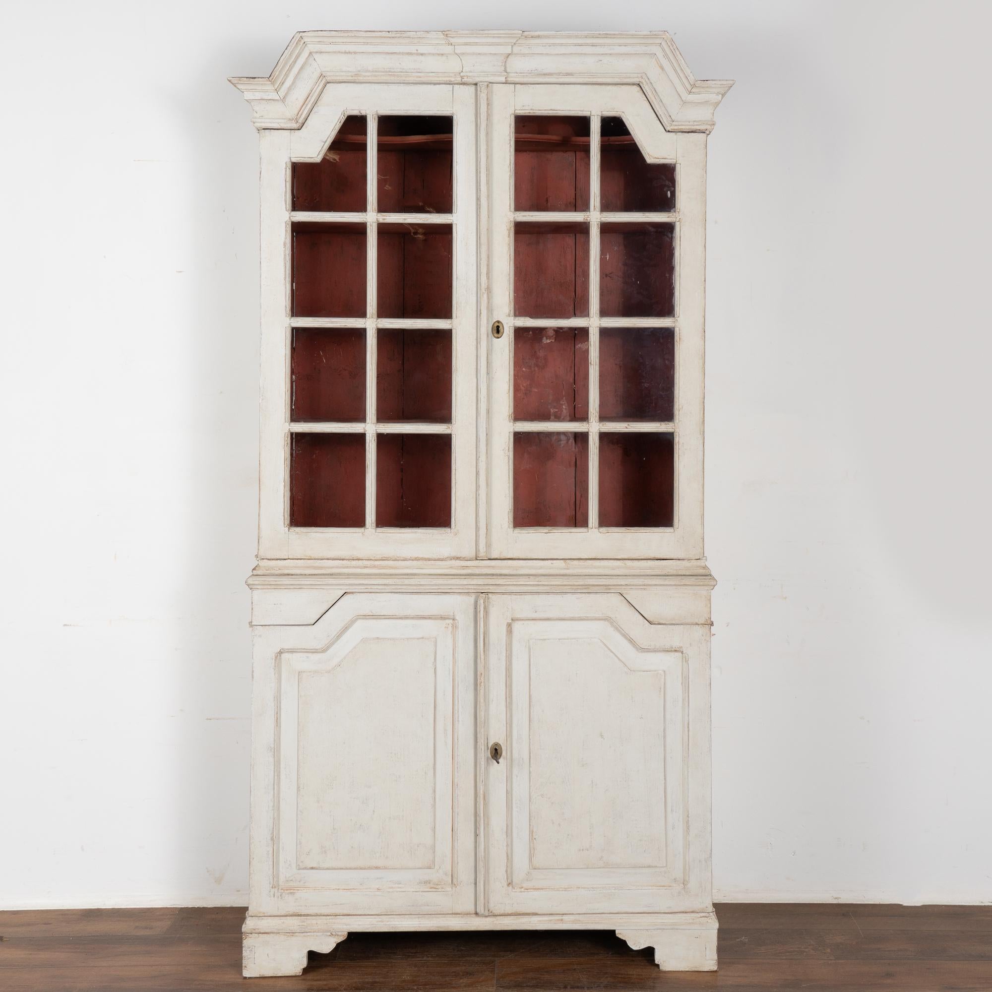 Swedish White Painted Pine Cabinet Cupboard, Sweden 1820-40 For Sale