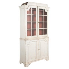 White Painted Pine Cabinet Cupboard, Sweden 1820-40