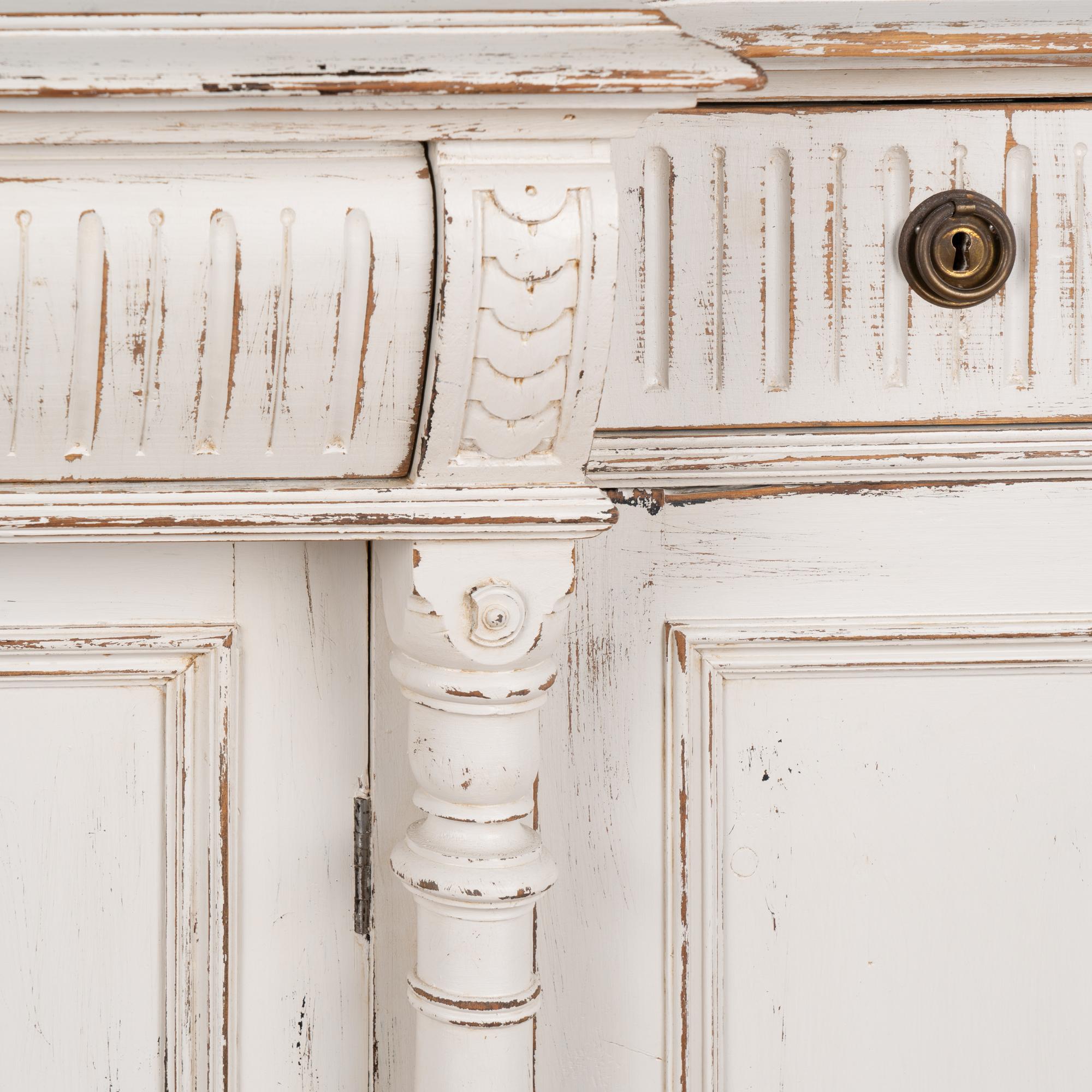 19th Century White Painted Pine Sideboard Buffet, Sweden circa 1880 For Sale