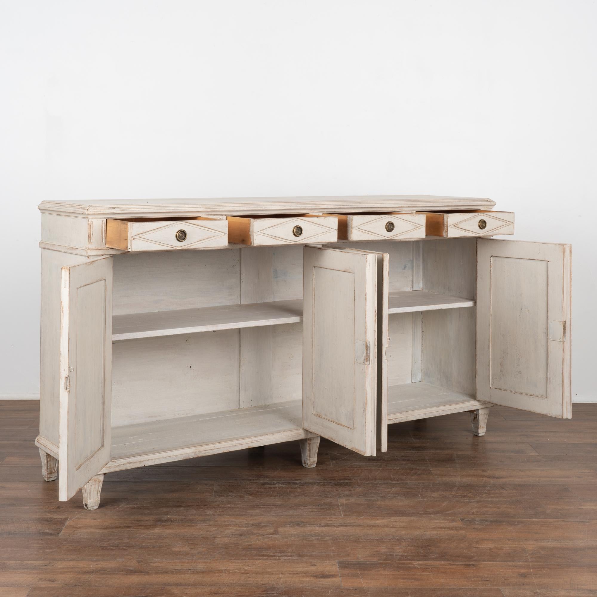Gustavian White Painted Pine Sideboard, Sweden circa 1900's For Sale