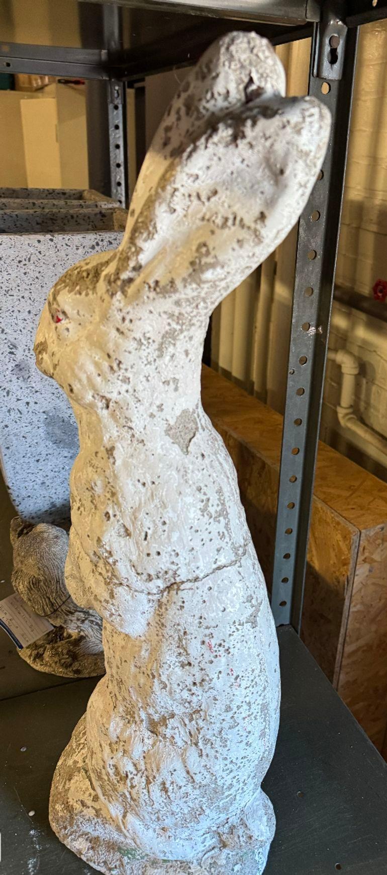 White Painted Reconstituted Stone Bunny, Rabbit, or Hare Garden Ornament, France For Sale 4