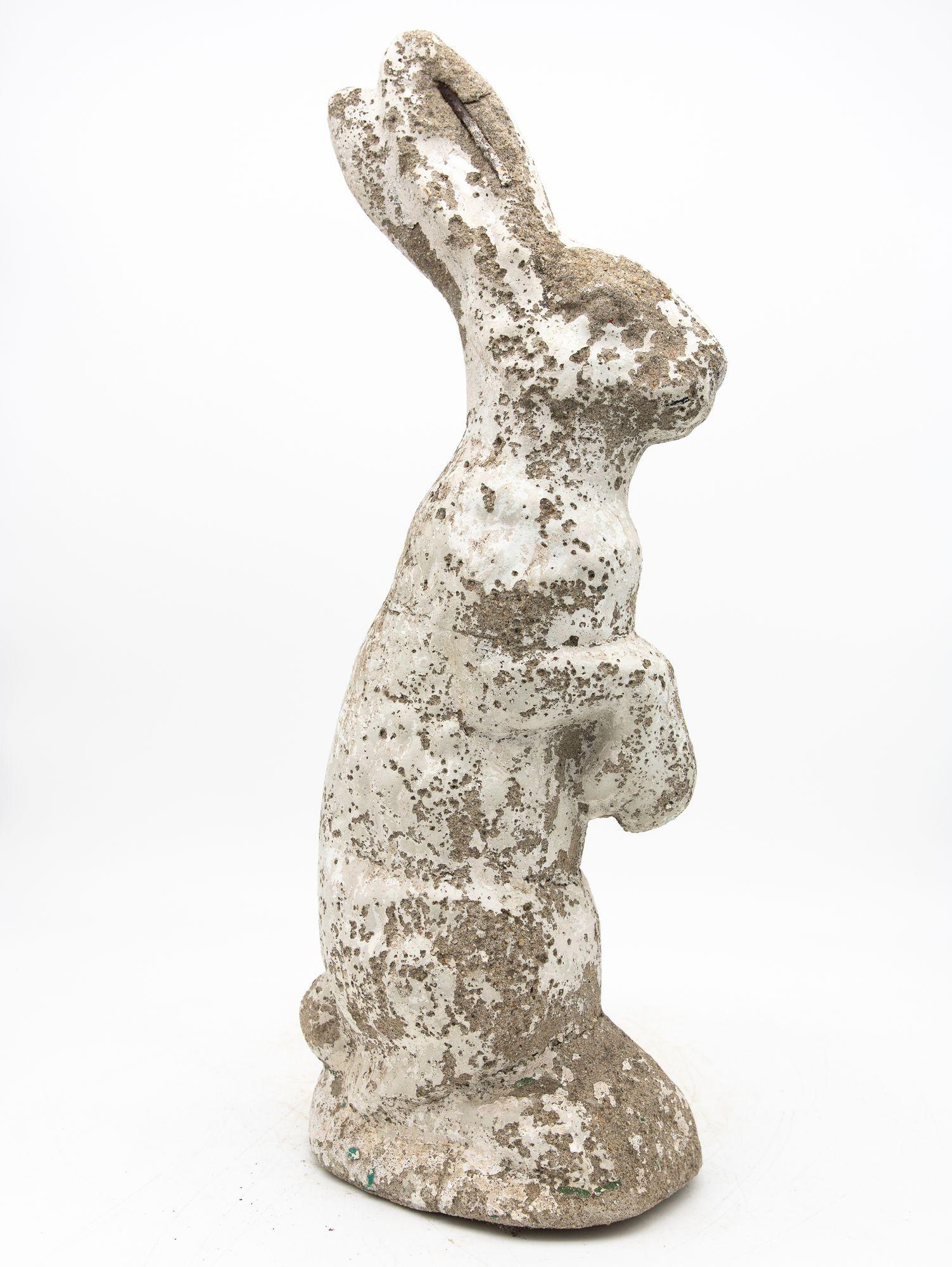 French White Painted Reconstituted Stone Bunny, Rabbit, or Hare Garden Ornament, France For Sale