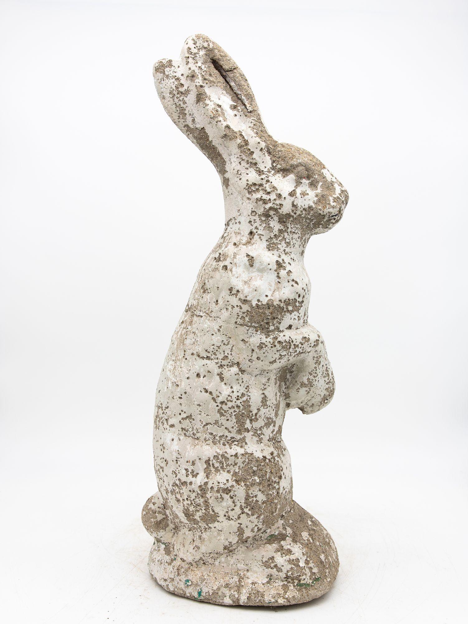 Concrete White Painted Reconstituted Stone Bunny, Rabbit, or Hare Garden Ornament, France For Sale