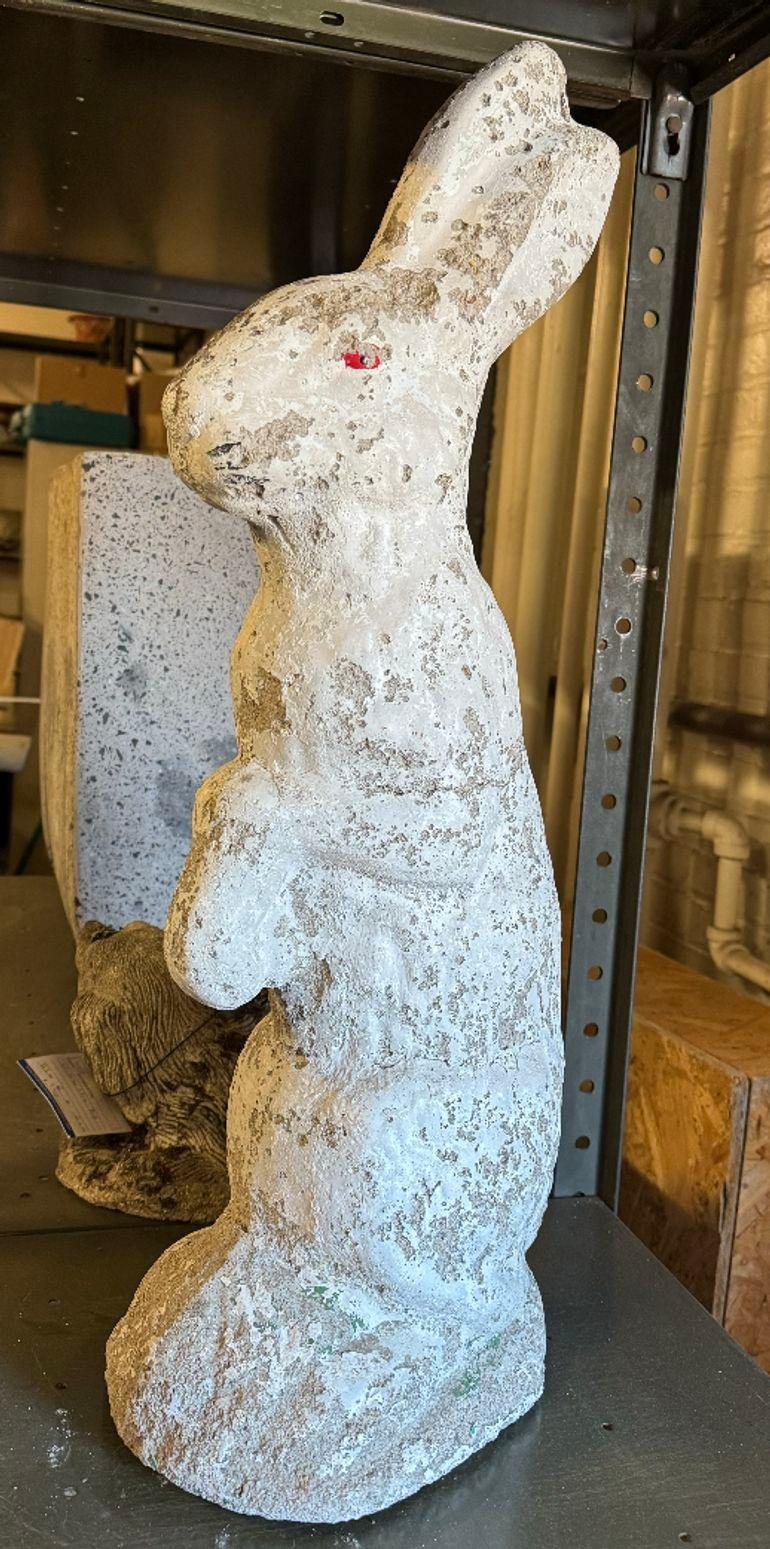 White Painted Reconstituted Stone Bunny, Rabbit, or Hare Garden Ornament, France For Sale 1