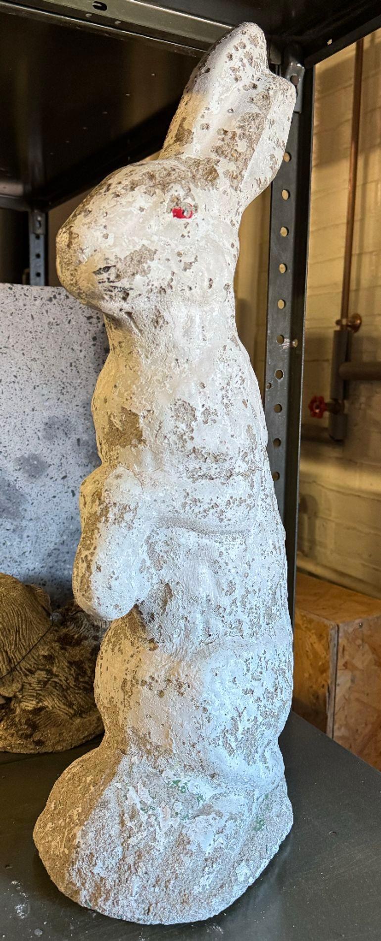 White Painted Reconstituted Stone Bunny, Rabbit, or Hare Garden Ornament, France For Sale 2