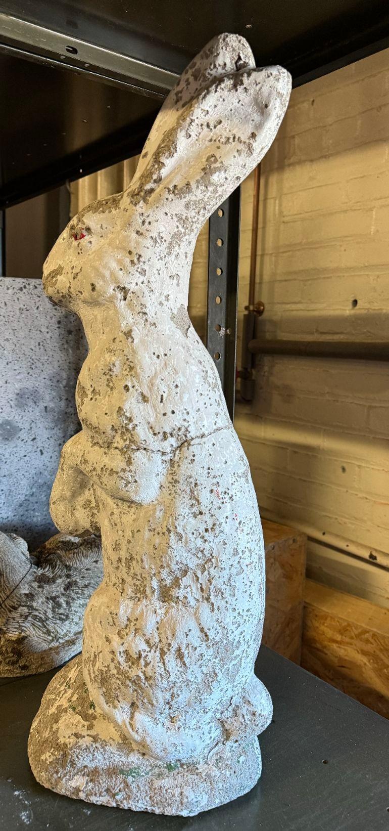 White Painted Reconstituted Stone Bunny, Rabbit, or Hare Garden Ornament, France For Sale 3