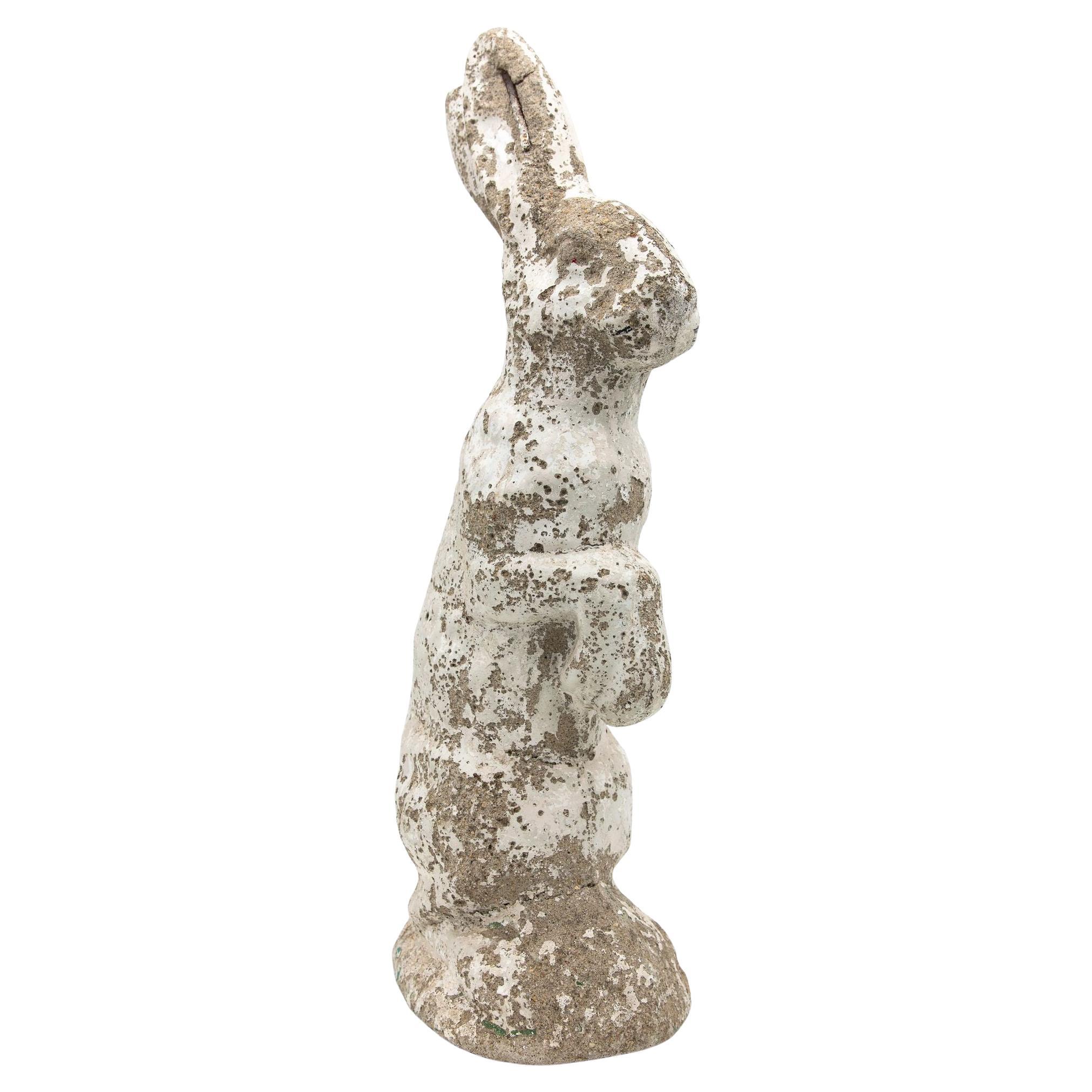 White Painted Reconstituted Stone Bunny, Rabbit, or Hare Garden Ornament, France