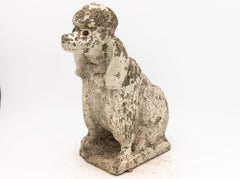 White Painted Reconstituted Stone Poodle Garden Ornament, France 20th Centur