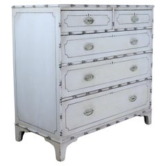 Antique White Painted Regency Faux Bamboo Chest of Drawers