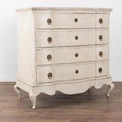 White Painted Rococo Large Chest of Four Drawers, Denmark circa 1800