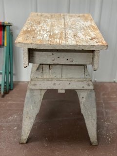 White Painted Rustic End Table