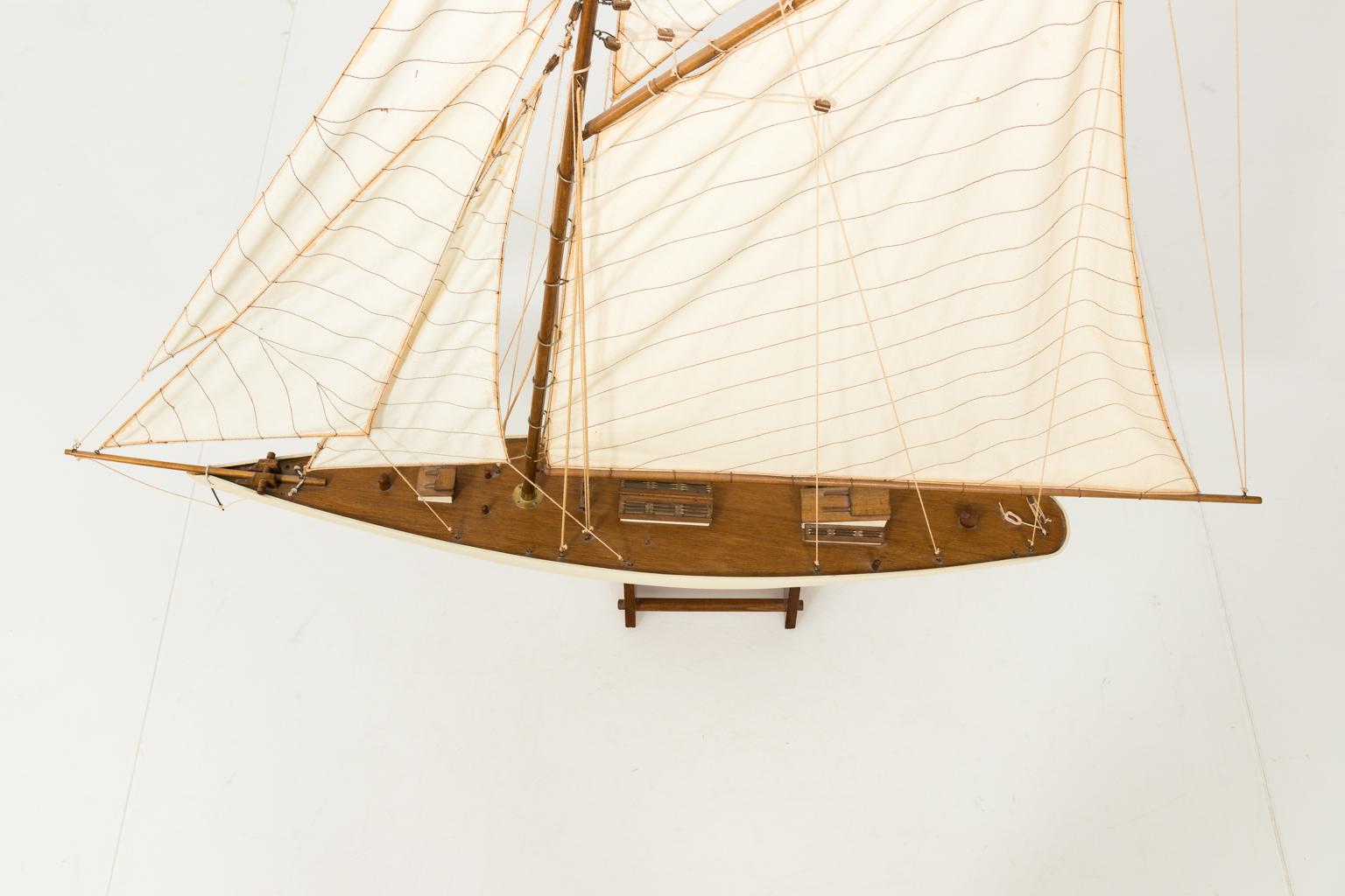White Painted Sailboat Model In Good Condition In Stamford, CT
