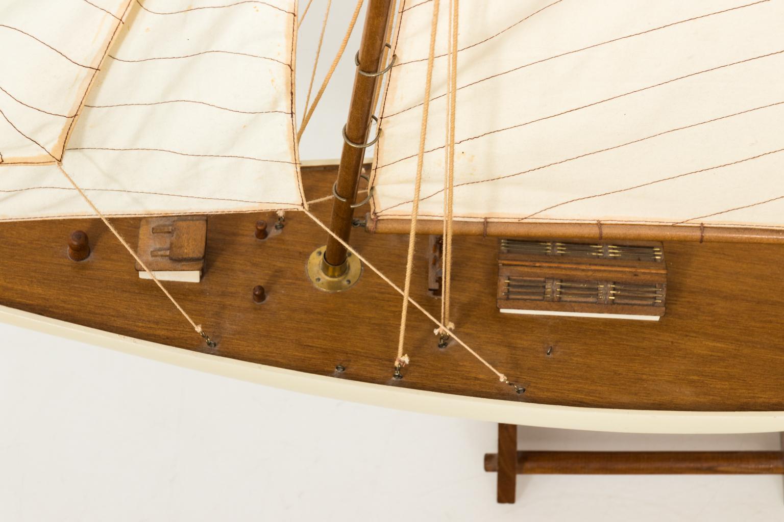 20th Century White Painted Sailboat Model
