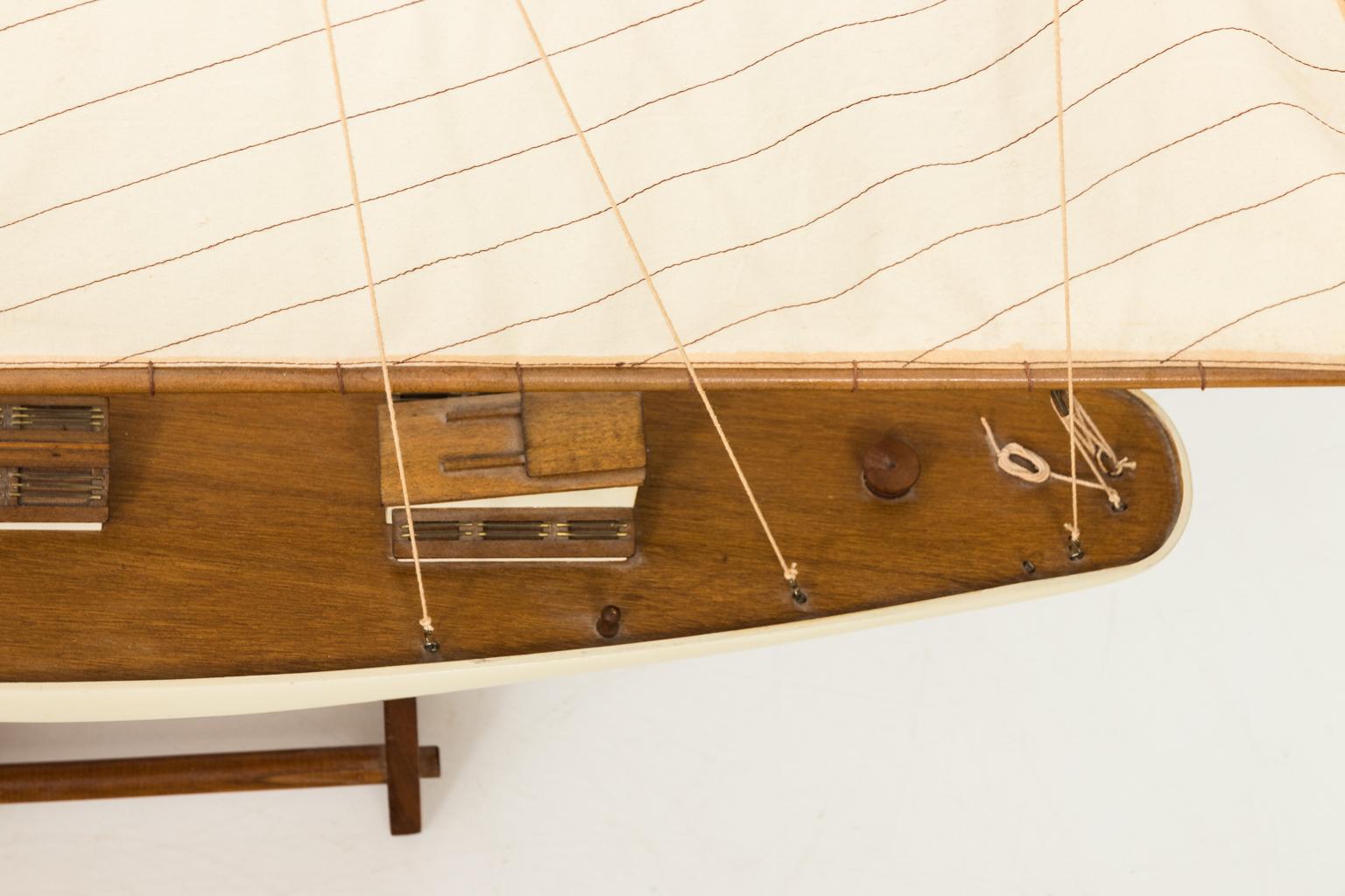 Wood White Painted Sailboat Model