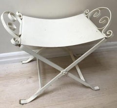 White Painted Salterini Style Metal Stool