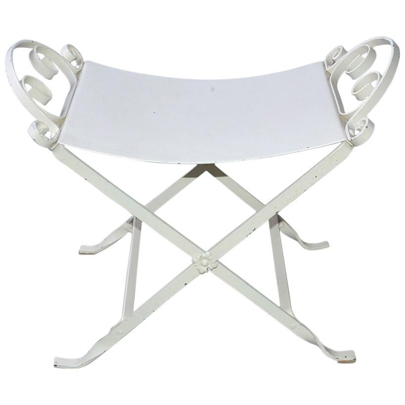 White Painted Salterini Style Metal Stool For Sale