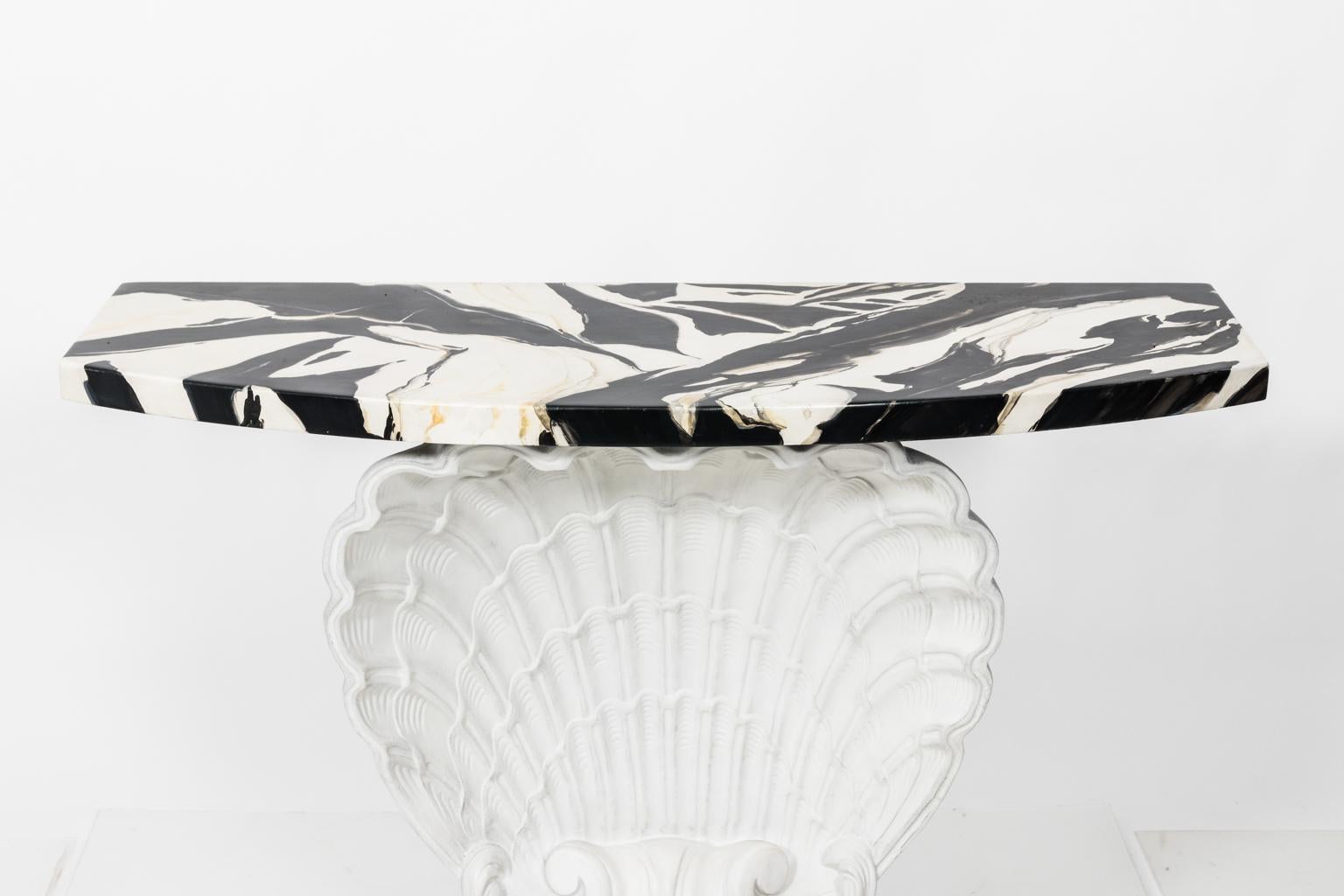 Mid-Century Modern White Painted Scallop Shell Console For Sale