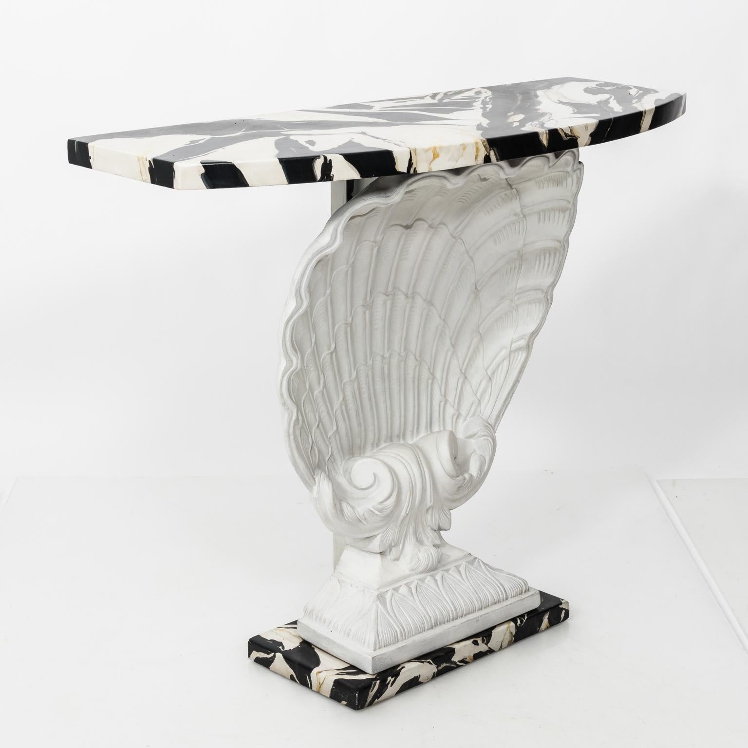Plaster White Painted Scallop Shell Console For Sale