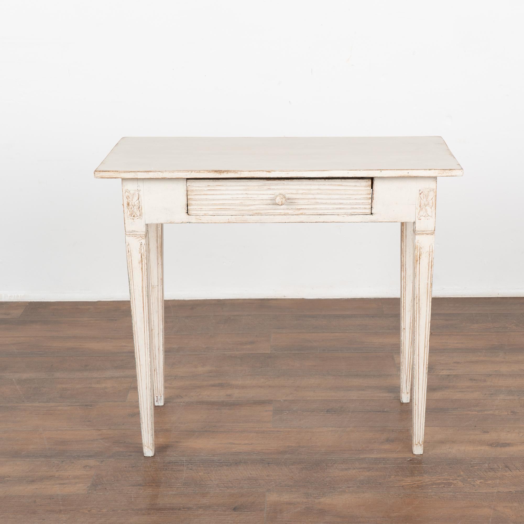 Swedish White Painted Side Table With Single Drawer, Sweden circa 1860-80 For Sale