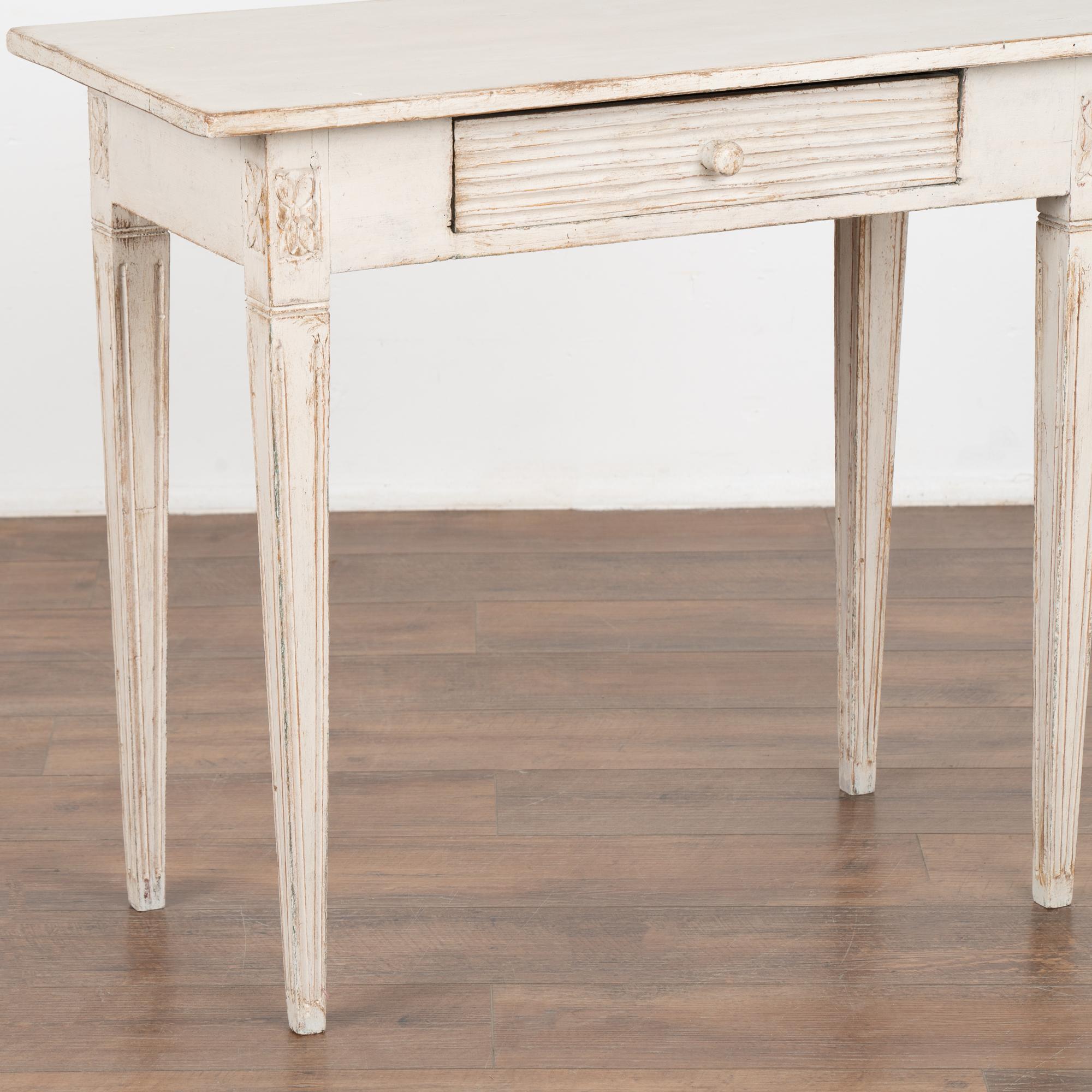 Wood White Painted Side Table With Single Drawer, Sweden circa 1860-80 For Sale