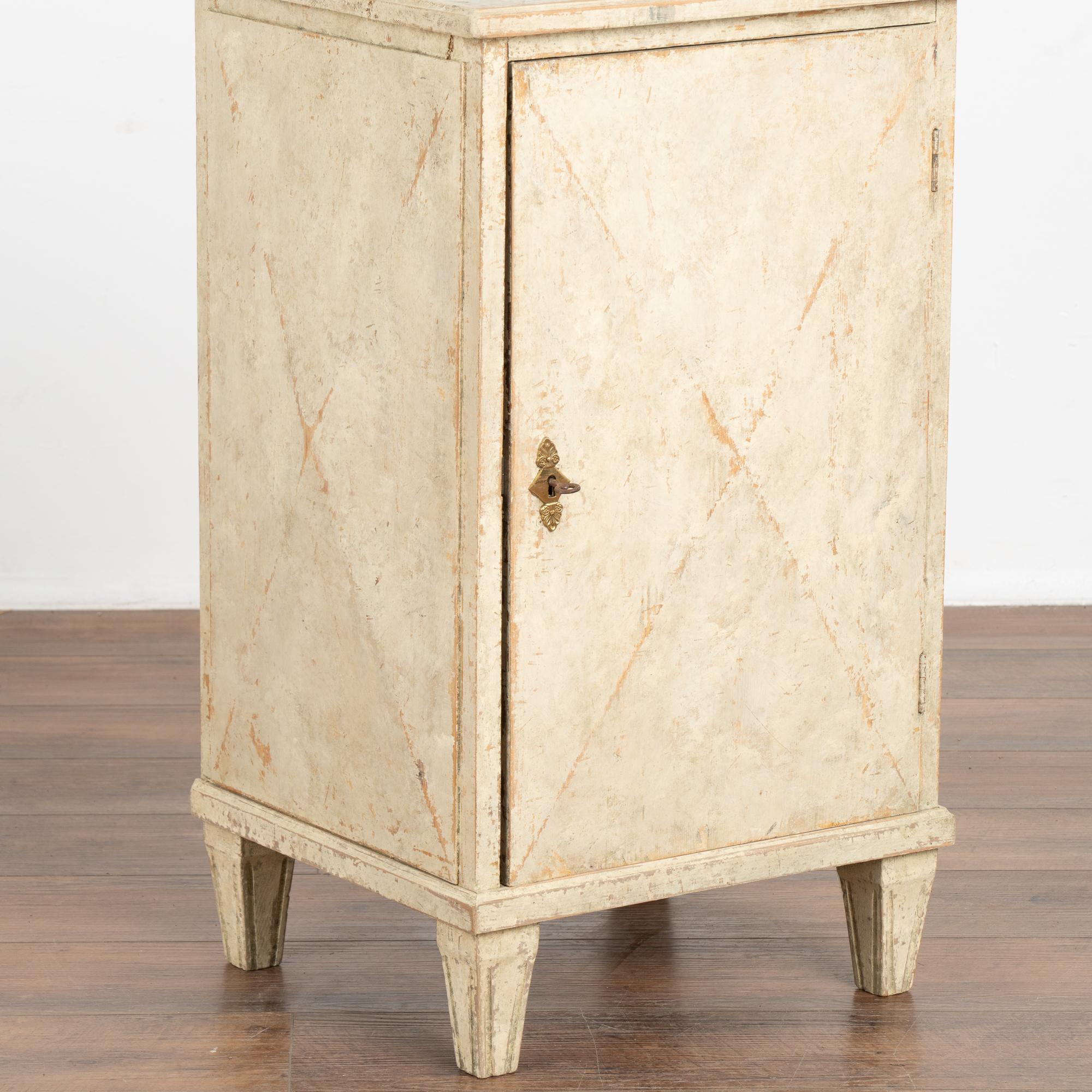 Wood White Painted Small Cabinet or Sheet Music Cabinet, Sweden circa 1860-80 For Sale