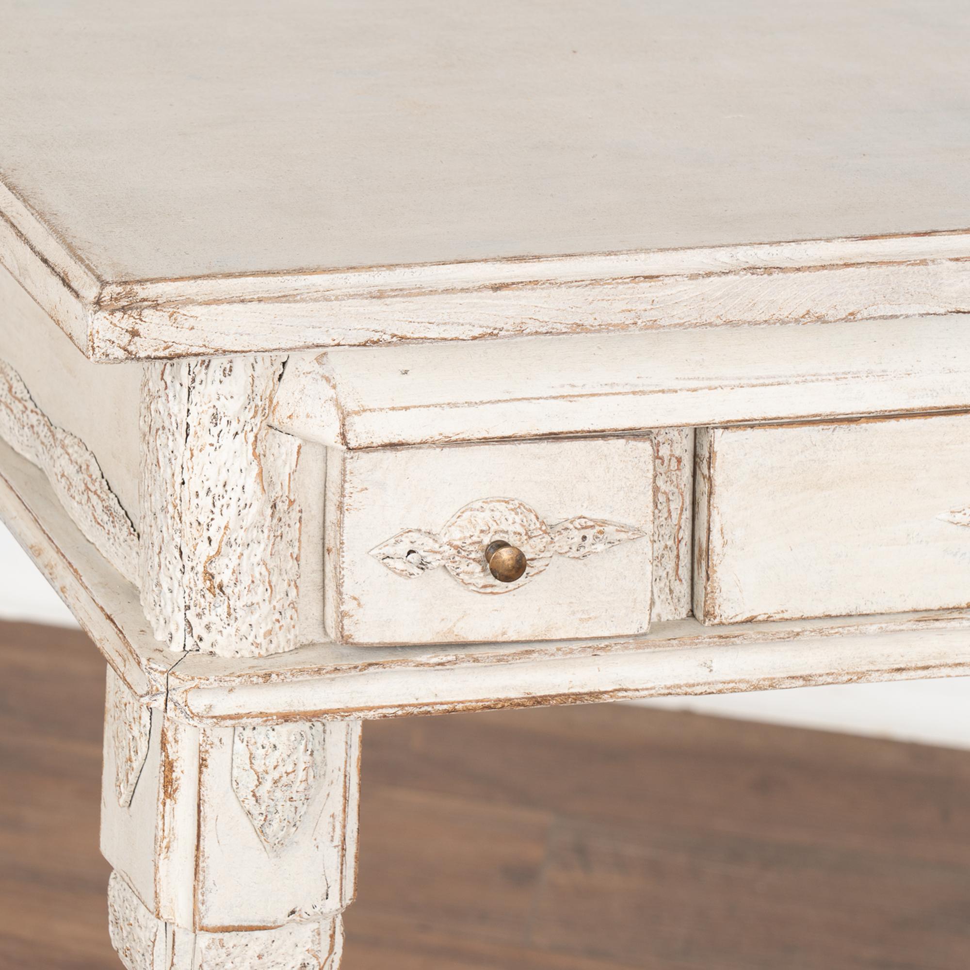 19th Century White Painted Small Side Table With Three Drawers, Sweden circa 1890 For Sale