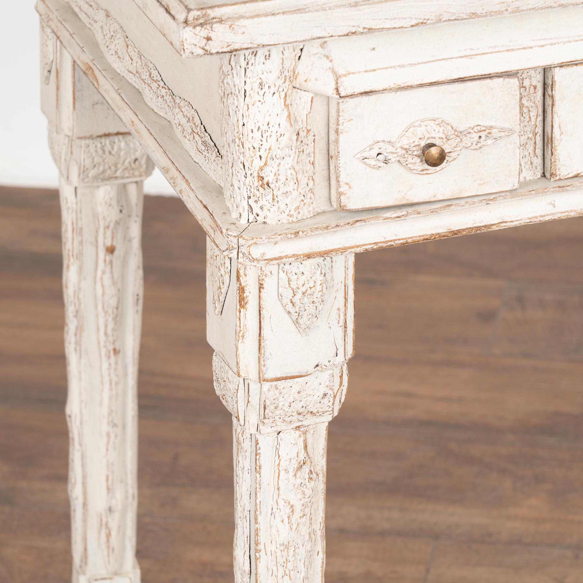 White Painted Small Side Table With Three Drawers, Sweden circa 1890 For Sale 1