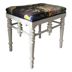 White Painted Stool, Josef Frank Upholstery