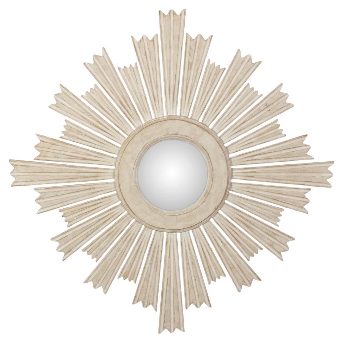 Miroir Sunburst peint en blanc