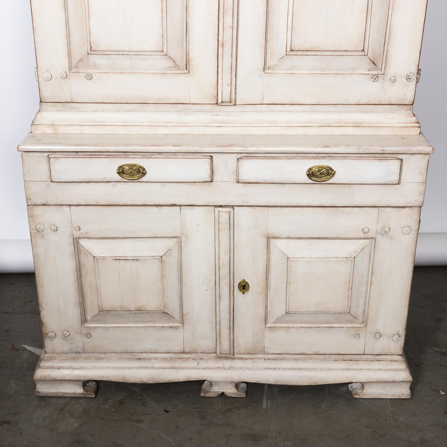 White Painted Swedish Baroque Cupboard For Sale 6