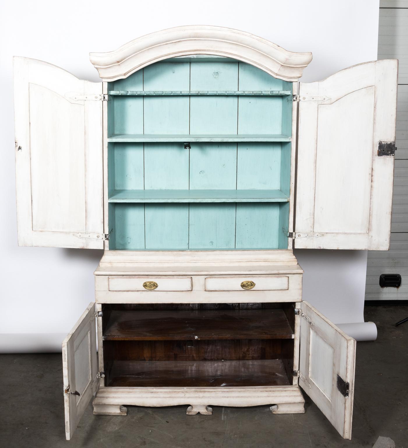 White Painted Swedish Baroque Cupboard In Good Condition For Sale In Stamford, CT