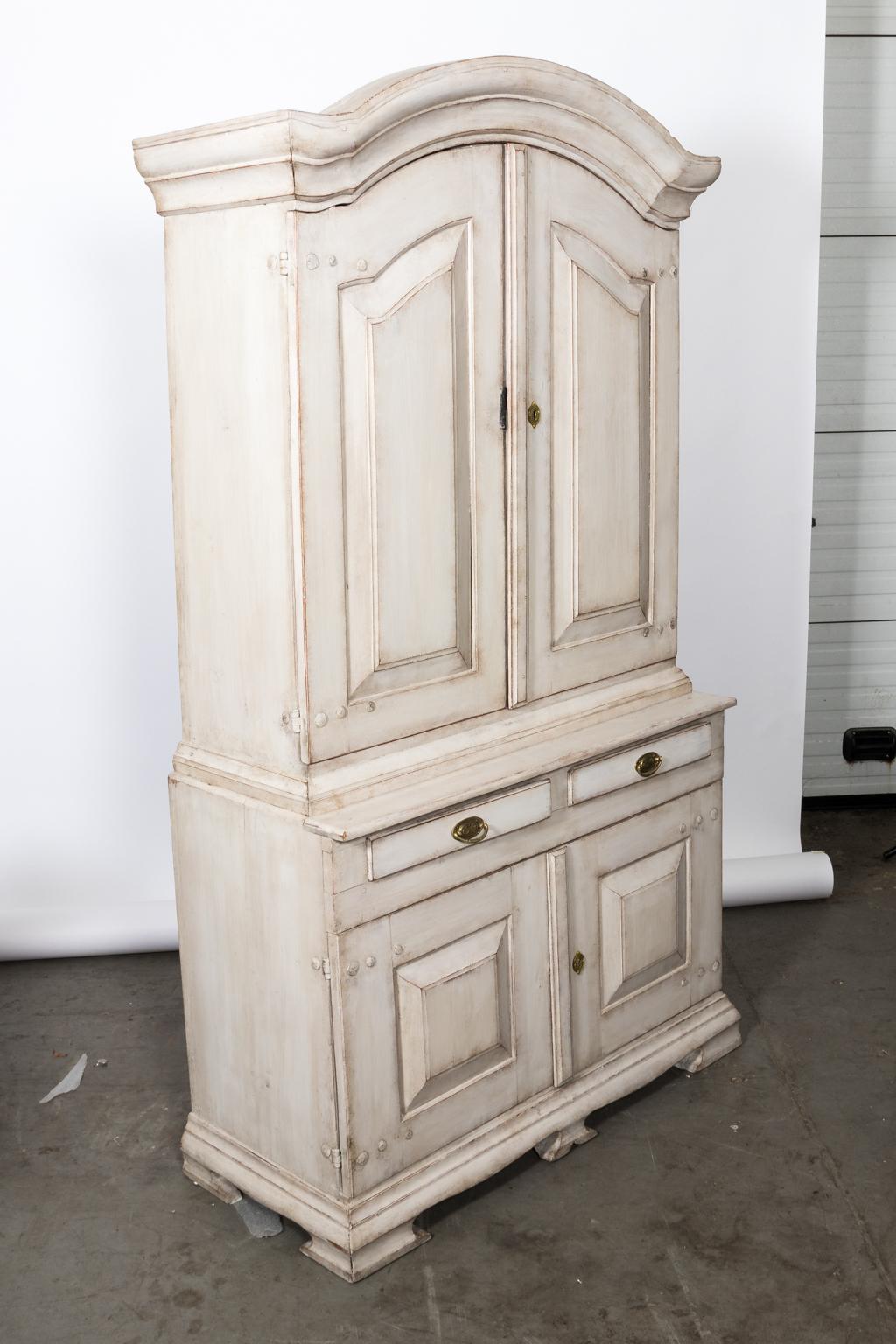 White Painted Swedish Baroque Cupboard For Sale 1