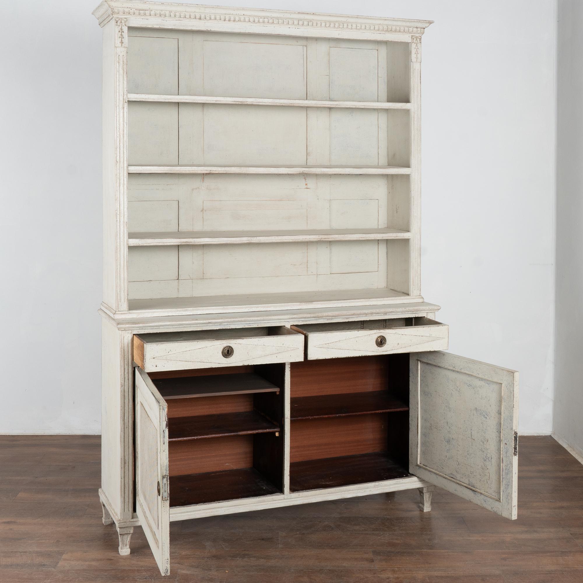 Country White Painted Swedish Display Cabinet Bookcase, circa 1840-60 For Sale
