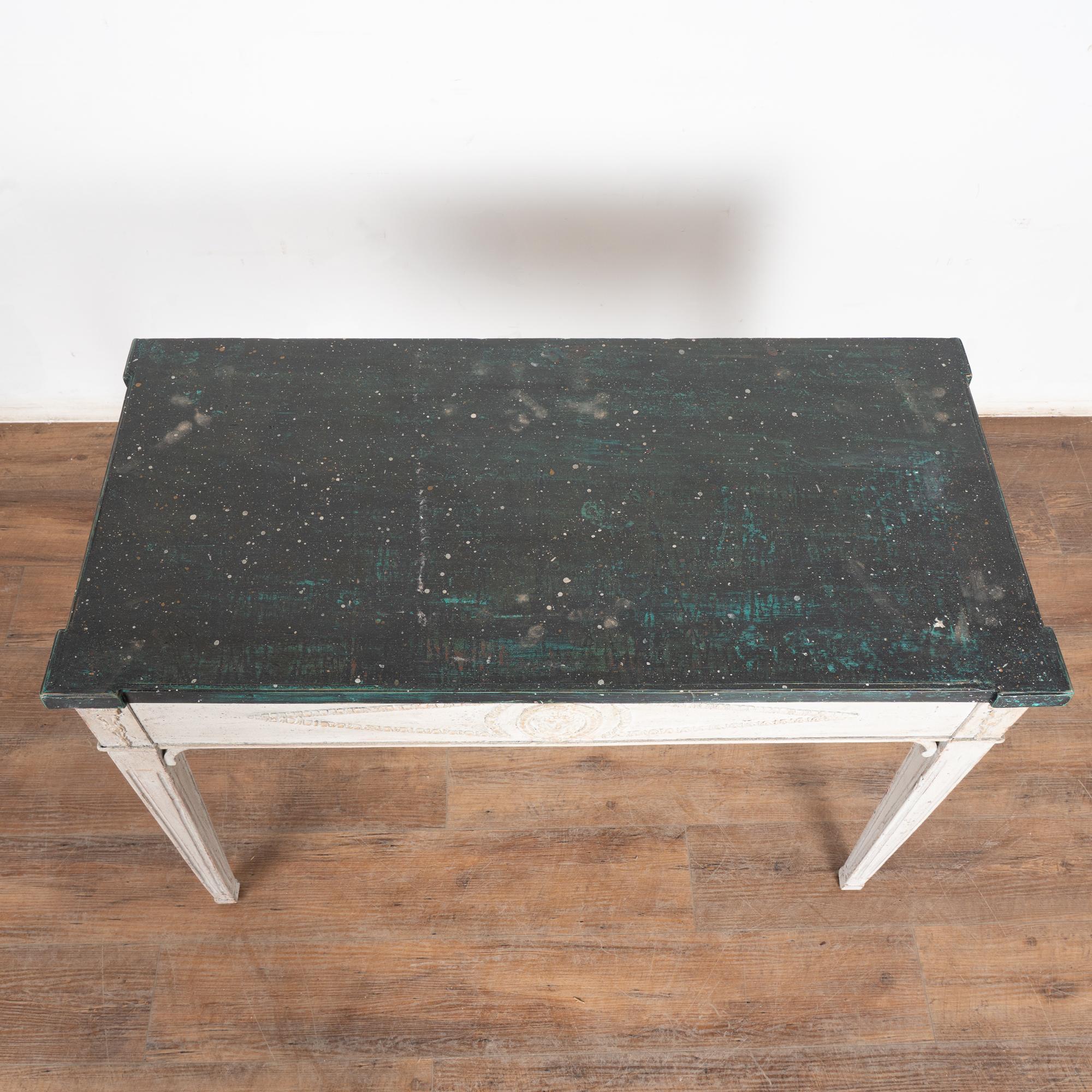 Pine White Painted Swedish Gustavian 19th Century Side Table Console For Sale