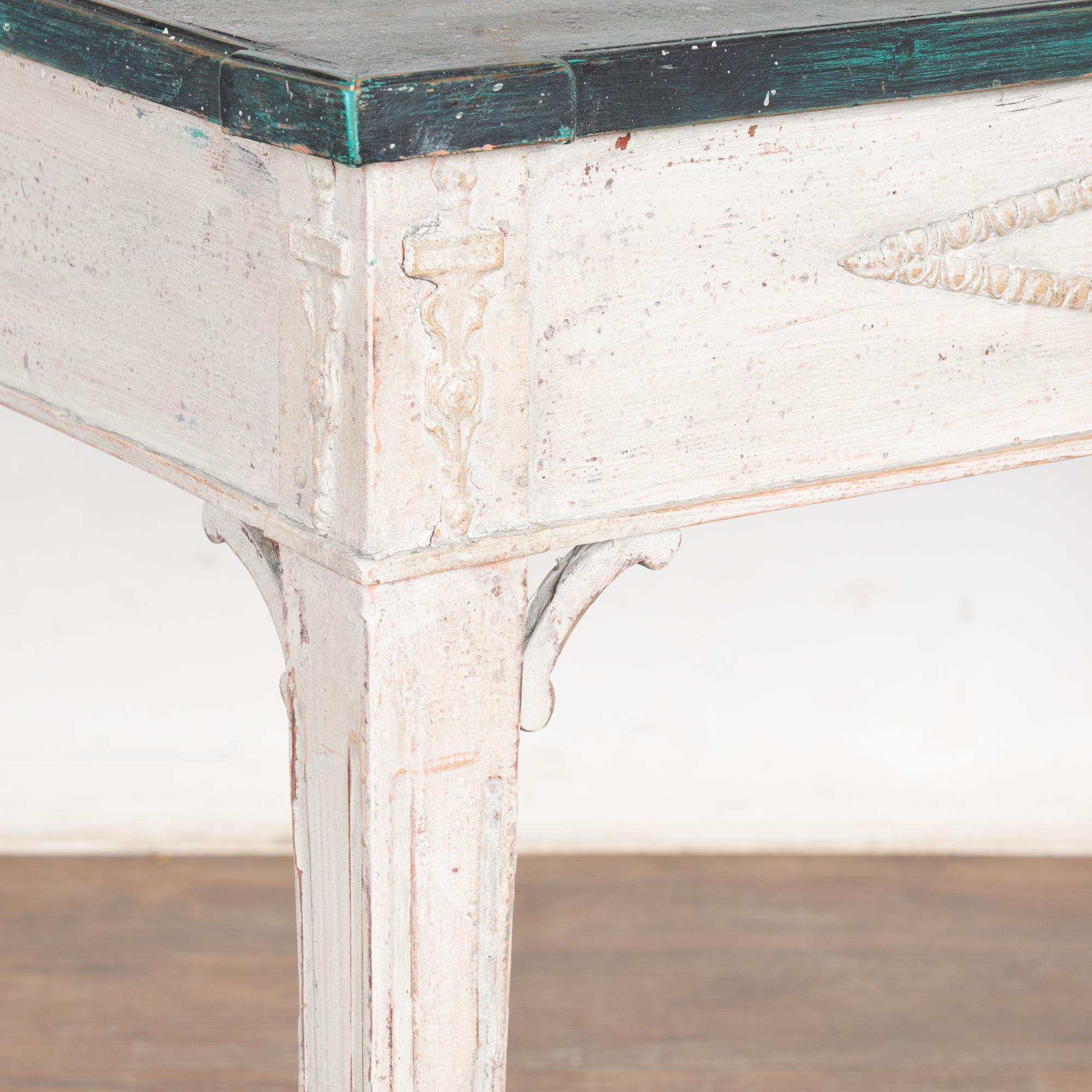 White Painted Swedish Gustavian 19th Century Side Table Console For Sale 2