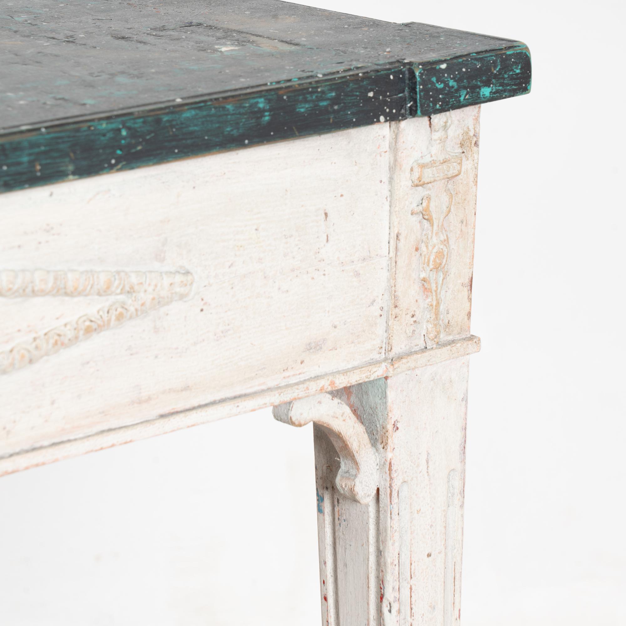White Painted Swedish Gustavian 19th Century Side Table Console For Sale 4