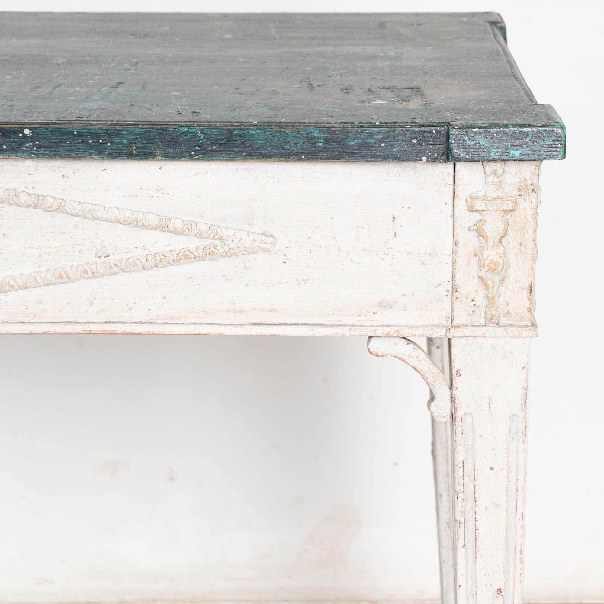 White Painted Swedish Gustavian 19th Century Side Table Console For Sale 5