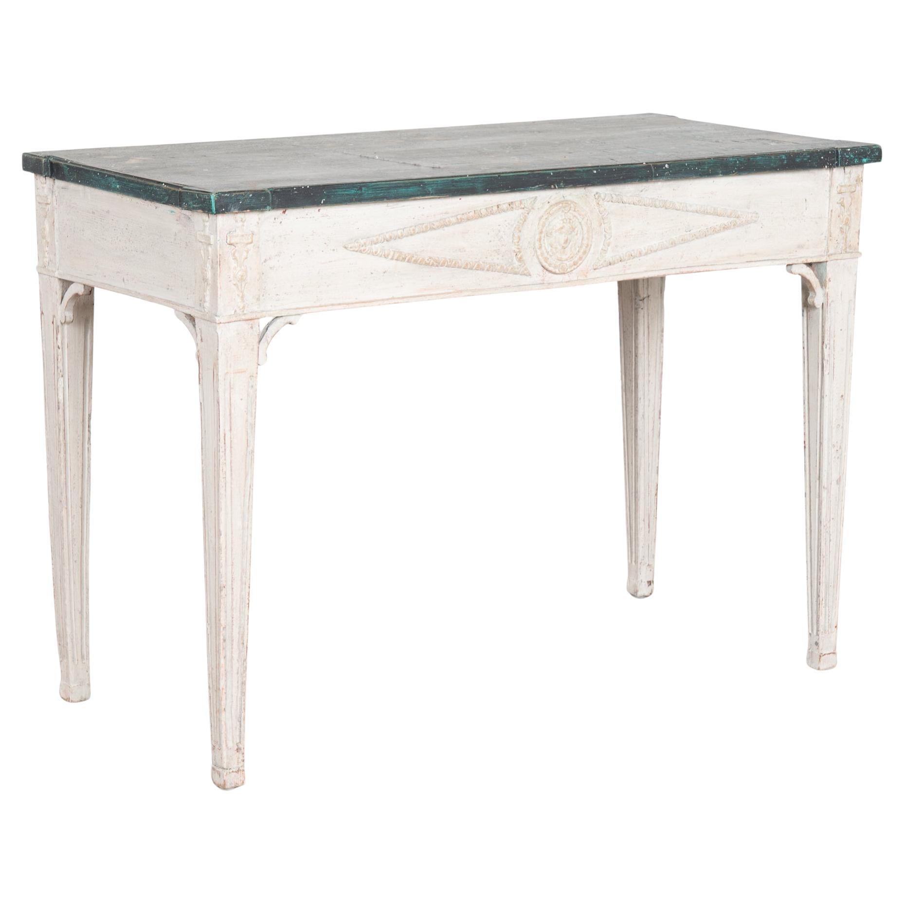 White Painted Swedish Gustavian 19th Century Side Table Console