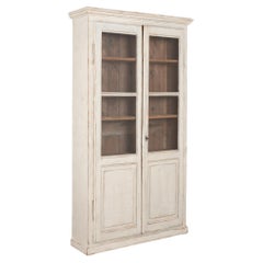White Painted Swedish Pine Bookcase Display Cabinet, circa 1840-60