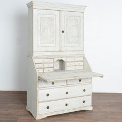 White Painted Swedish Pine Secretary, circa 1820-40