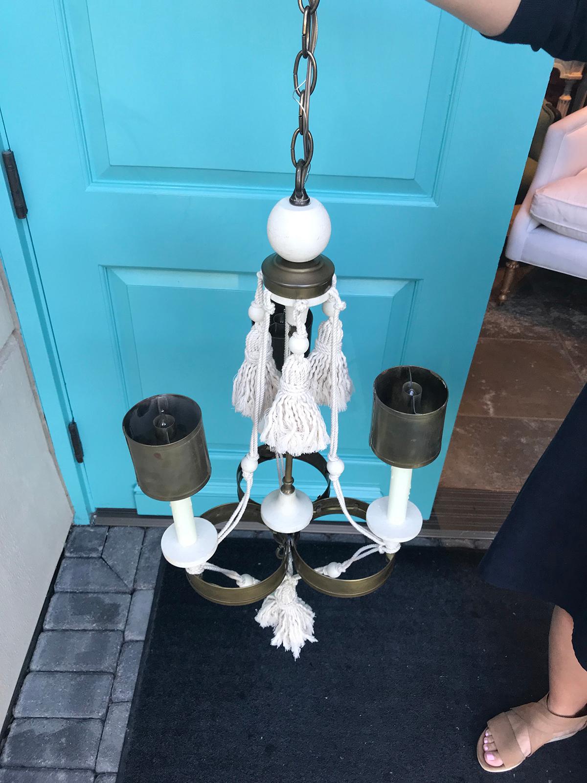 Late 20th Century White Painted Tassel Chandelier, circa 1980s